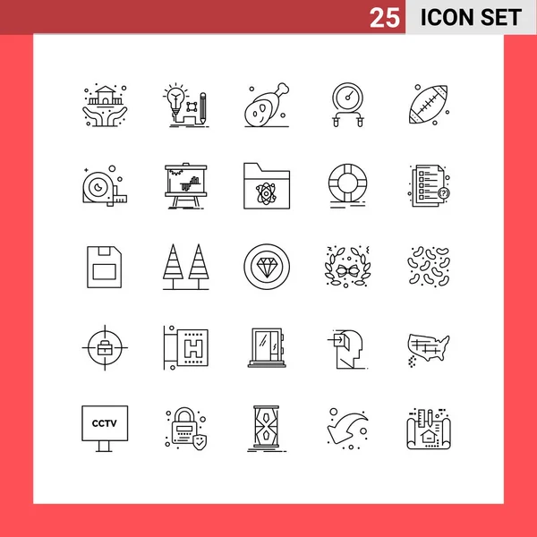 Set Modern Icons Symbols Signs Intensity Fitness Lightbulb Fast Meat — Stock Vector