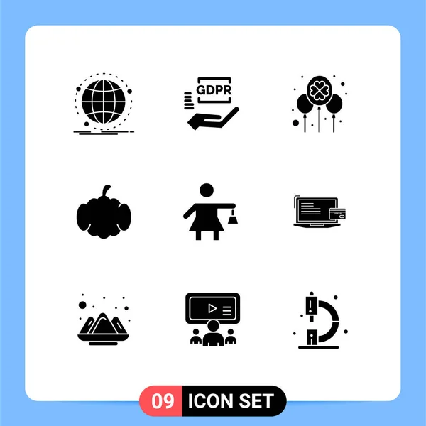 User Interface Solid Glyph Pack Modern Signs Symbols Canada Halloween — Διανυσματικό Αρχείο