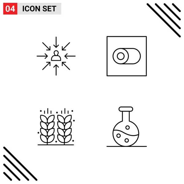 Iconos Creativos Signos Símbolos Modernos Candidatos Granja Enfoque Interruptor Campo — Vector de stock