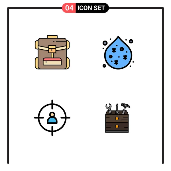 Set Modern Icons Symbols Signs Bag Management Hotel Water Tool — Stock Vector