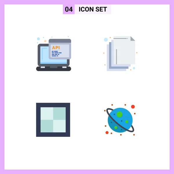Flat Icon Pack Mit Universellen Symbolen Für Api Haus Programmierung — Stockvektor