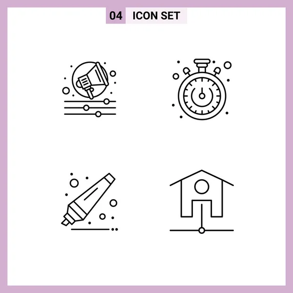 Conjunto Iconos Interfaz Usuario Moderna Símbolos Signos Alerta Red Cronómetro — Vector de stock