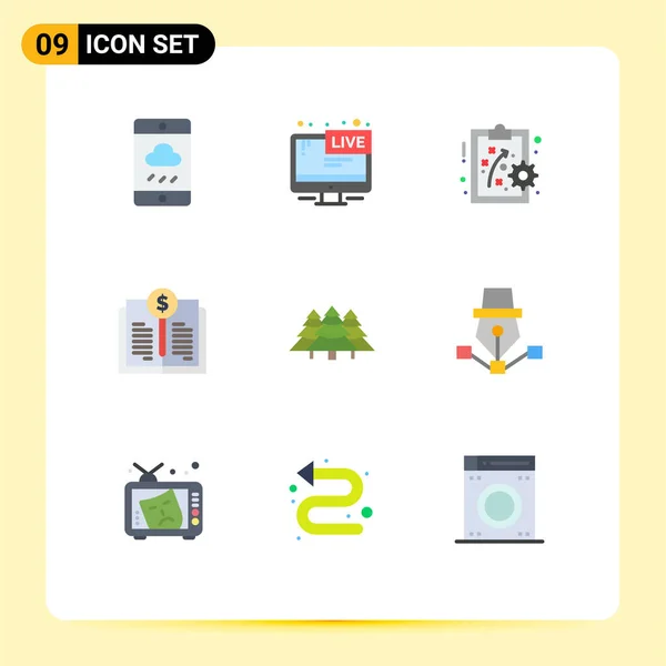 Creative Icons Modern Signs Symbols Camping Investment News Investing Book — Stock Vector