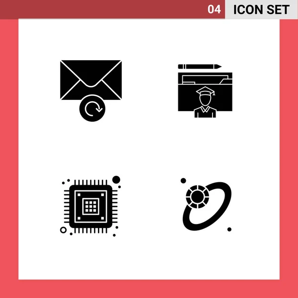 Creative Icons Modern Signs Symbols Mail Data Avatar Graduation Encryption — Stock Vector