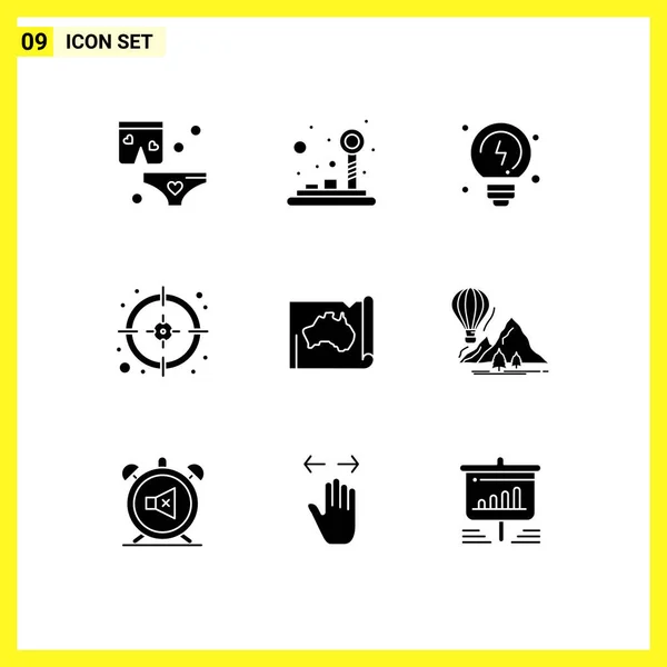 Creative Icons Modern Signs Symbols Location Australian Brainstorming Australia Management — Stockový vektor