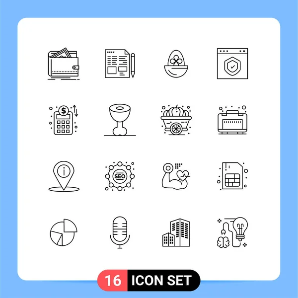 Thematic Vector Outlines Editable Symbols Page Check Education Browser Egg — 스톡 벡터