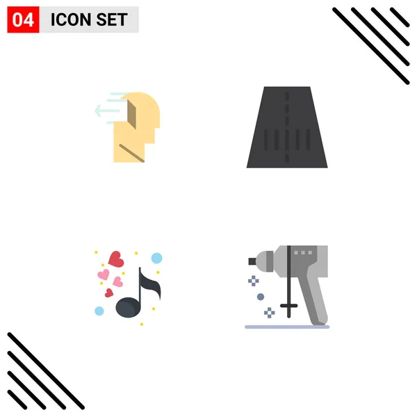 Group Modern Flat Icons Set Door Music Out Route Valentines — Stock Vector