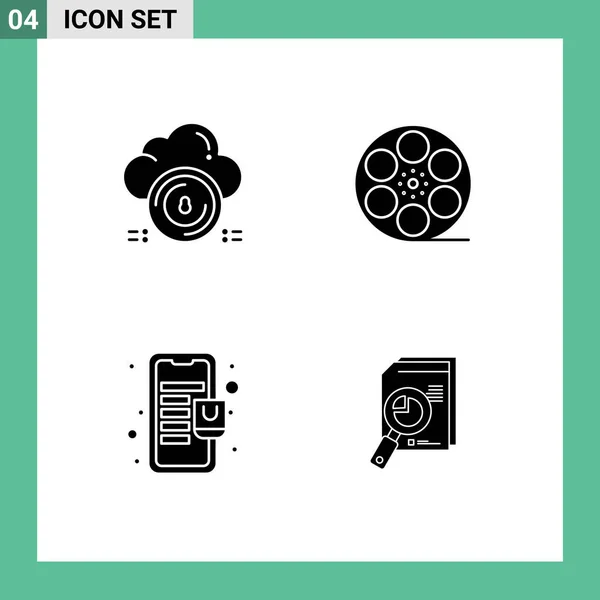 Set Van Moderne Pictogrammen Symbolen Tekenen Voor Veilig Tas Cloud — Stockvector