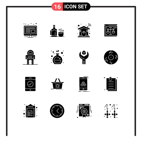 Conjunto Ícones Modernos Símbolos Sinais Para Robô Lei Casa Digital — Vetor de Stock