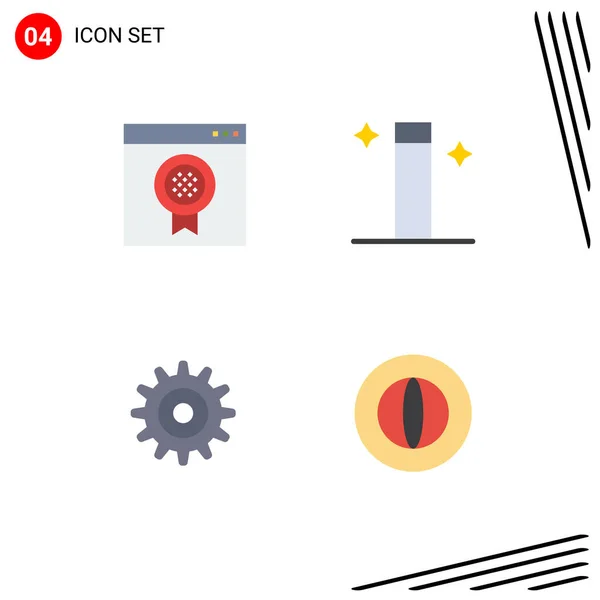 Modernes Set Mit Flachen Symbolen Und Symbolen Wie Auszeichnung Rad — Stockvektor