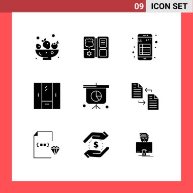 İş, iç, kitap, mobilya, dolap Düzenlenebilir Vektör Tasarım Elementleri için 9 Çağdaş Katı Kabartma Grubu