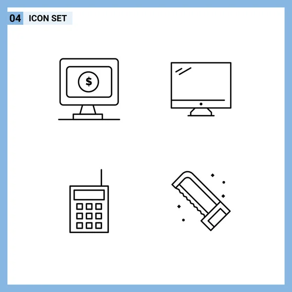 Colores Planos Universales Para Aplicaciones Web Móviles Monitor Hardware Computadora — Vector de stock