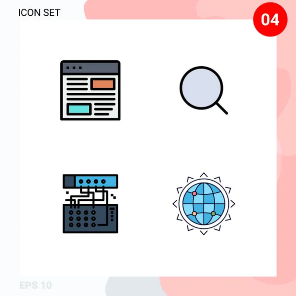 Pictogram Set Van Eenvoudige Filledline Platte Kleuren Van Toepassing Analoog — Stockvector