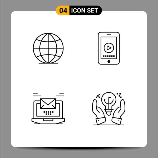 Stock Vector Icon Pack Line Signs Symbols Global Mail Phone — 스톡 벡터