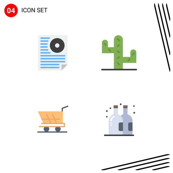 Piktogramm Set Mit Einfachen Flachen Icons Für Daten Shopping Seite — Stockvektor