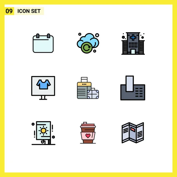 Stock Vector Icon Pack Sinais Linha Símbolos Para Camisa Construção — Vetor de Stock