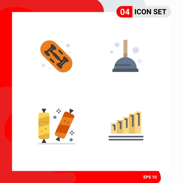Universal Flat Icons Set Für Web Und Mobile Anwendungen Skaten — Stockvektor