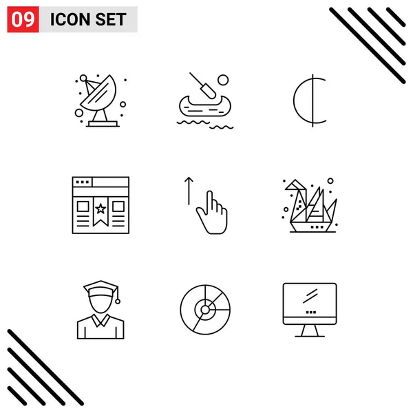 Set Icone Dell Interfaccia Utente Moderna Simboli Segni Mano Gesto — Vettoriale Stock