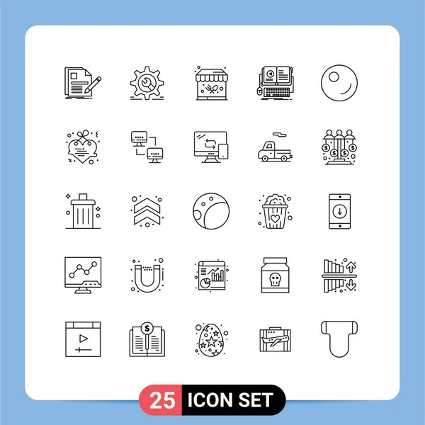 Set Modern Icons Symbols Signs Video Interactive Wrench Ebook Garden — Stock Vector