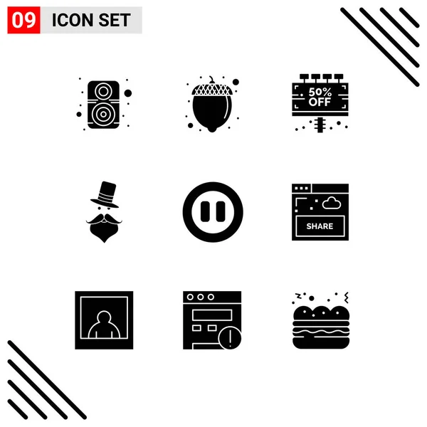 User Interface Solid Glyph Pack Modern Signs Symbols Controls Santa — Stock Vector