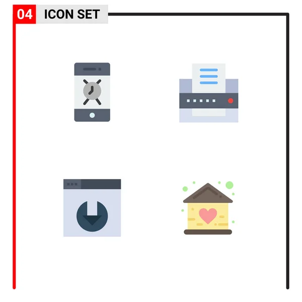 Icônes Plates Vectorielles Thématiques Symboles Modifiables Alarme Téléchargement Serveur Téléphone — Image vectorielle