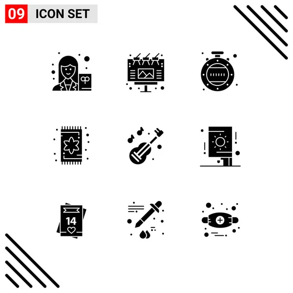 Icône Vectorielle Paquet Signes Symboles Ligne Pour Kora Guitare Horloge — Image vectorielle