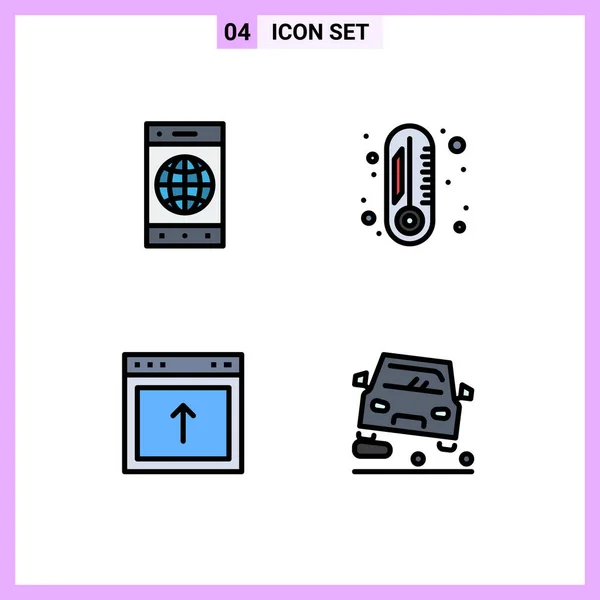 Pictogram Set Simple Filledline Flat Colors Browser Interface World 온도계 — 스톡 벡터