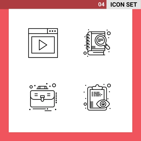 Set Vector Filledline Flat Colors Grid Interface Business Media Page — Stock Vector