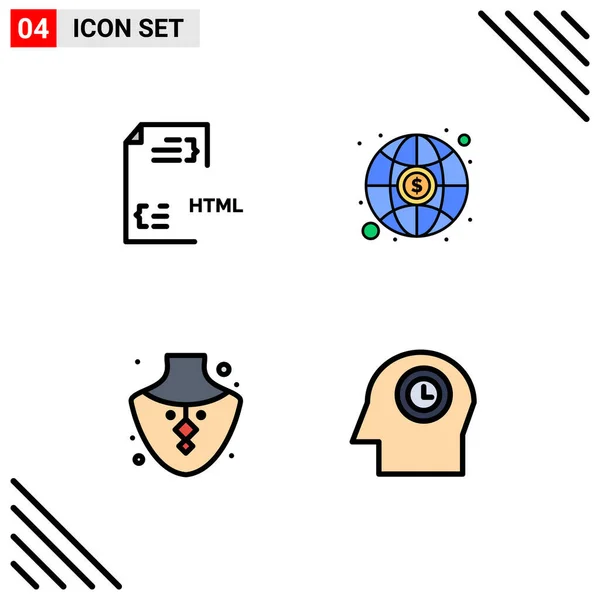 Set Modern Icons Symbols Signs Coding Gem File Investment Necklace — Stock Vector