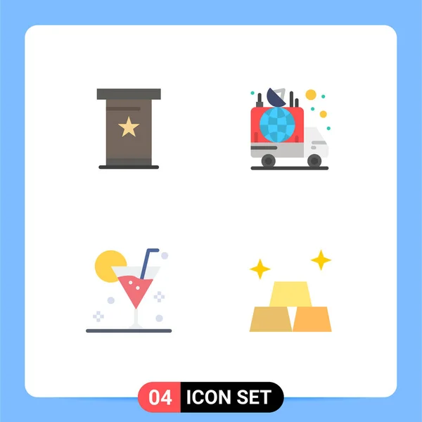 Universal Flat Icon Πινακίδες Σύμβολα Του Συνεδρίου Παραλία Παρουσίαση Μετάδοση — Διανυσματικό Αρχείο