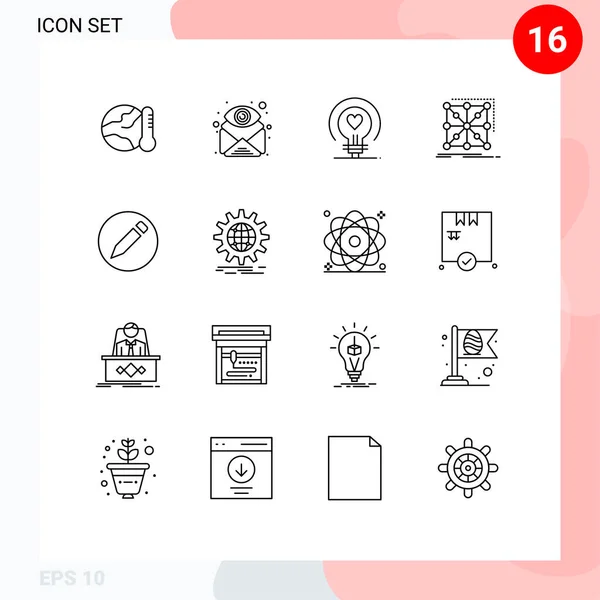 Conjunto Moderno Contornos Símbolos Como Cluster Framework Find Data Heart — Archivo Imágenes Vectoriales