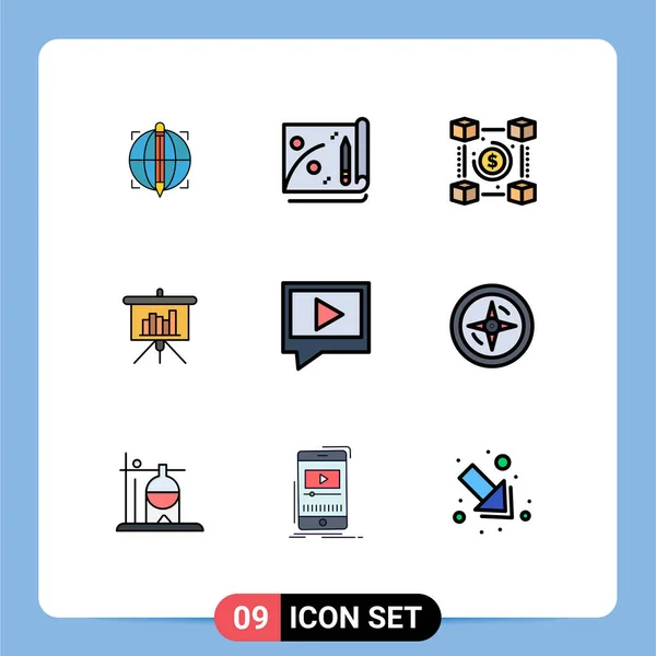 Universal Icon Symbols Grupo Modern Filledline Flat Colores Chat Informe — Archivo Imágenes Vectoriales