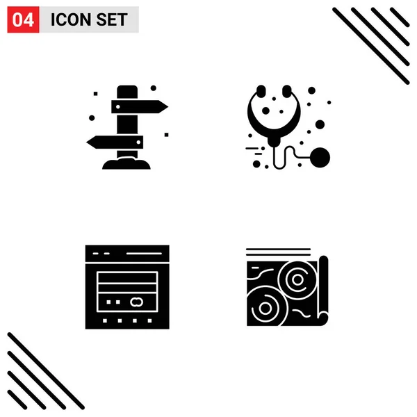 Stock Vector Icon Pack Mit Linienzeichen Und Symbolen Für Richtung — Stockvektor