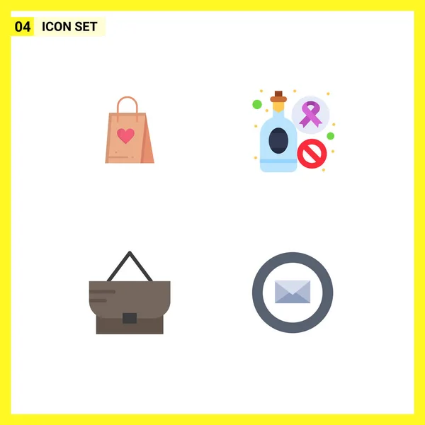 Piktogrammset Mit Einfachen Flachen Symbolen Für Shopping Mode Tasche Wein — Stockvektor