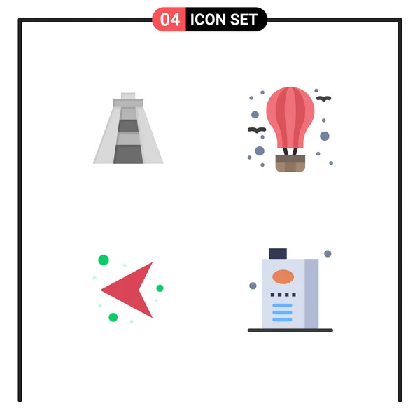 Set Commercial Flat Icons Csomag Chichen Itza Irány Levegő Forró — Stock Vector