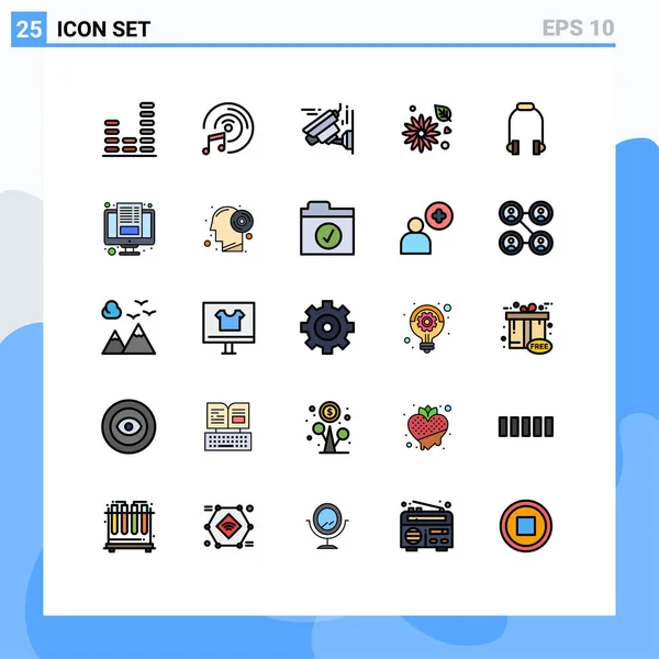 Universal Icon Symbols Group Modern Filled Line Flat Colores Música — Archivo Imágenes Vectoriales