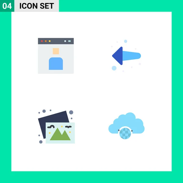 Thematic Vector Flat Icons Editable Symbols Avatar Photos Page Back — Stock Vector