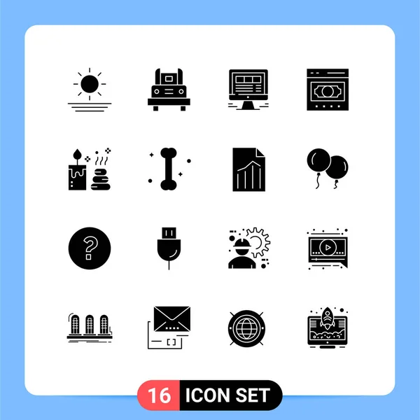 Universal Icon Symbolen Groep Van Moderne Solid Glyphs Van Online — Stockvector