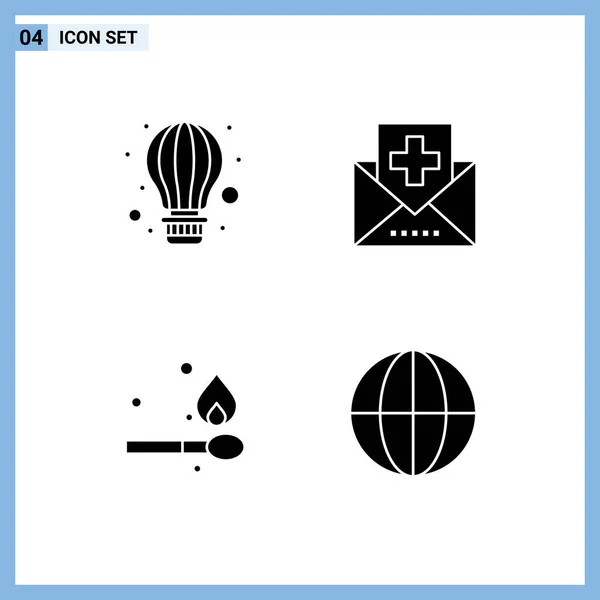 Icônes Créatives Signes Modernes Symboles Air Camping Air Chaud Santé — Image vectorielle