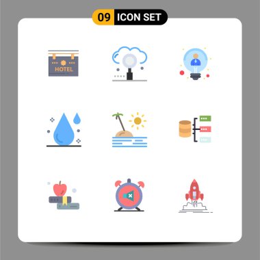 9 Temel Düz Renk Kullanıcı Arayüzü Paketi Bayram, bırak, ara, iç, düşün Düzenlenebilir Vektör Tasarım Elemanları