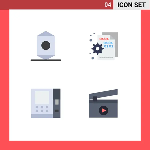 Flat Icon Pack Mit Universellen Symbolen Für Süßigkeiten Geldautomaten Wrapper — Stockvektor