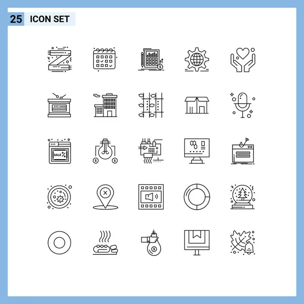 Stock Vector Icon Pack Mit Linienzeichen Und Symbolen Für Web — Stockvektor