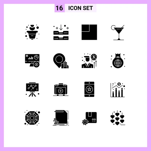 2014 Mobile Interface Solid Glyph Set Pictograms Building Investor Scale — 스톡 벡터