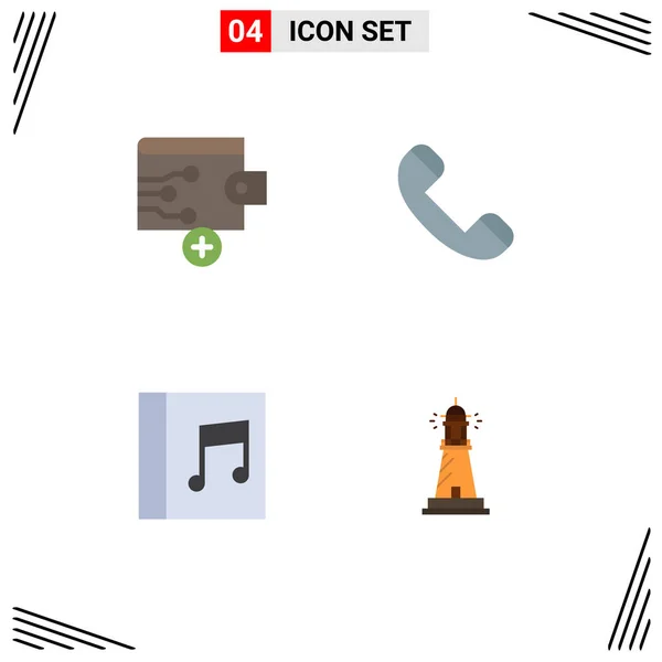 Modernes Set Von Flachen Symbolen Piktogramm Von Geschäft Musik Anruf — Stockvektor