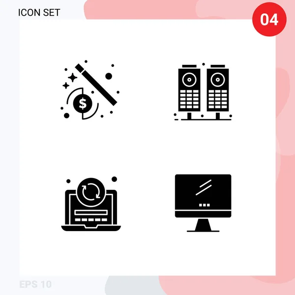 Vector Icon Pack Line Signs Symbols Money Coding Music Laptop — 스톡 벡터