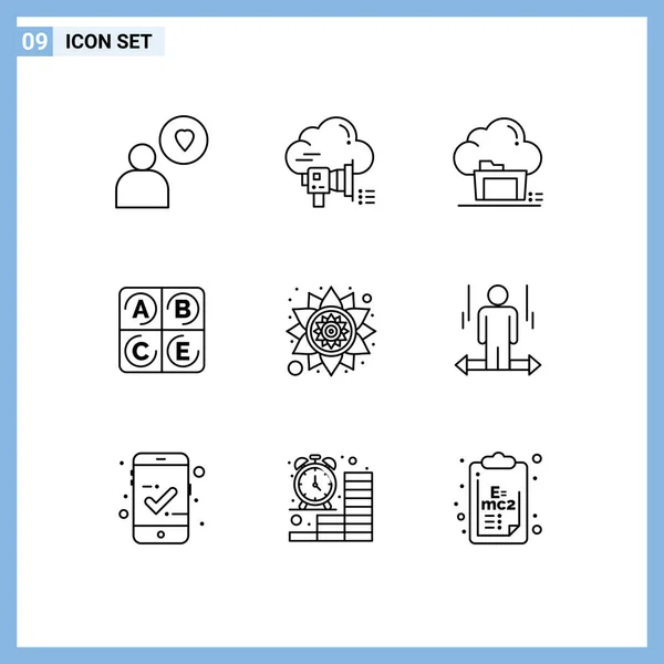 Stock Vector Icon Pack Mit Zeilenzeichen Und Symbolen Für Muster — Stockvektor