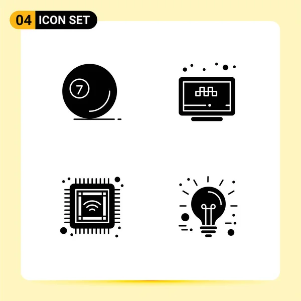 Iconos Creativos Signos Símbolos Modernos Juego Sitio Web Piscina Búsqueda — Vector de stock