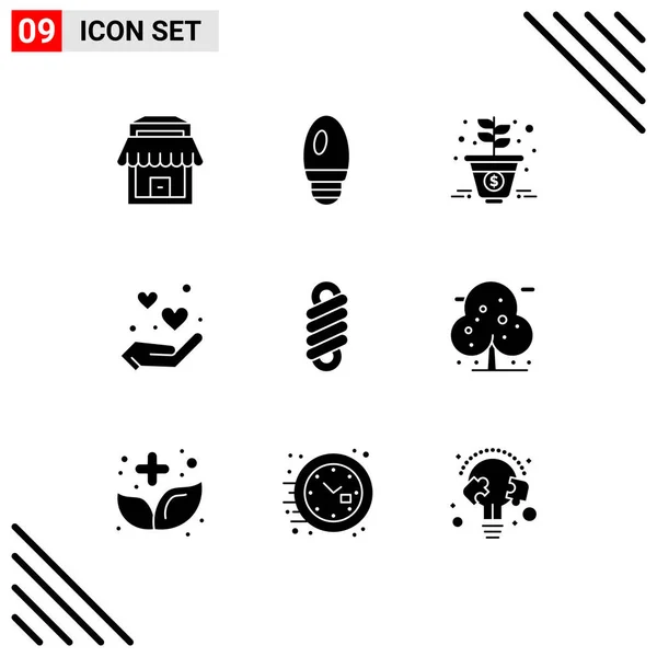 Mobile Interface Solid Glyph Set Pictograms Beach Spring Marketing Double — Stock Vector