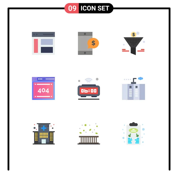 Conjunto Ícones Modernos Símbolos Sinais Para Alarme Código Dólar Computação — Vetor de Stock