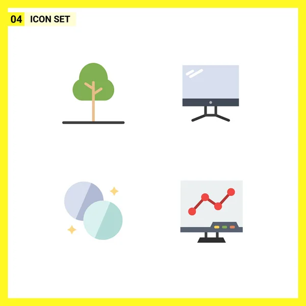 Group Flat Icons Signs Symbols Tree Health Computer Imac Medicine — Stock Vector